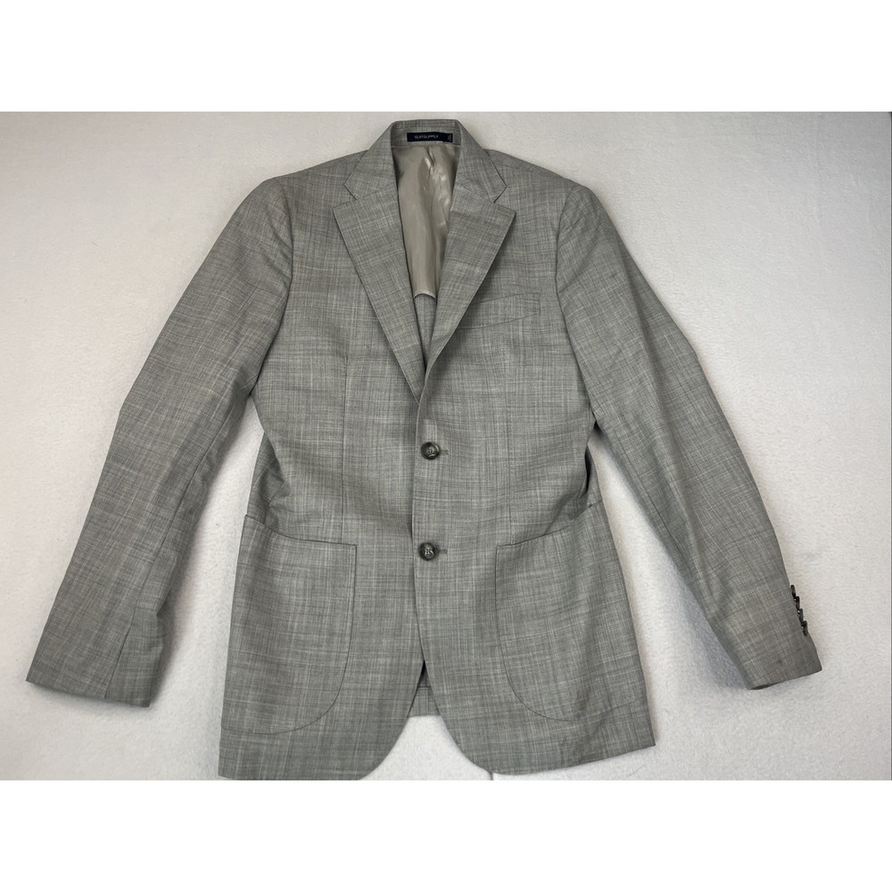 Suitsupply Havana Vitale Barberis Canonico Blazer Men 34R Gray Wool Rustic Coat